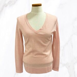 Women's Ann Taylor Soft Pink‎ Wool V-Neck Sweater, Size M
